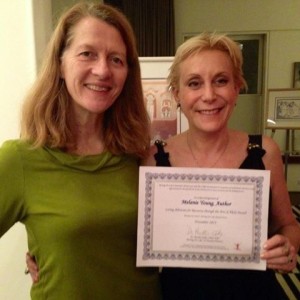 Receiving the CARA Award from Dr. Martha Eddy, Founder, Moving for Life