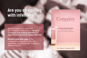 A flyer offers support for women struggling with infertility, promoting a free guide on overcoming the challenges.